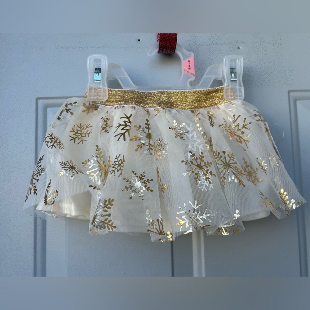 Gold and White Snowflake Skirt